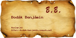 Bodák Benjámin névjegykártya